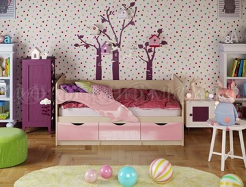 Детская кровать Дельфин-1, Розовый глянец 80х160 в Великом Новгороде