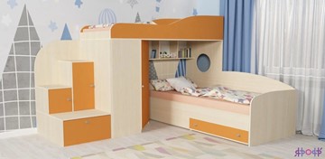 Детская кровать-шкаф Кадет-2, корпус Дуб, фасад Оранжевый в Великом Новгороде