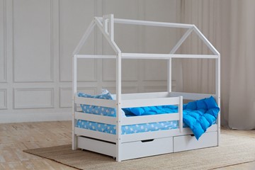 1-спальная детская кровать Домик с ящиками, цвет белый в Великом Новгороде