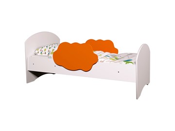 Детская кровать с бортиками Тучка, корпус Белый, фасад Оранжевый в Великом Новгороде