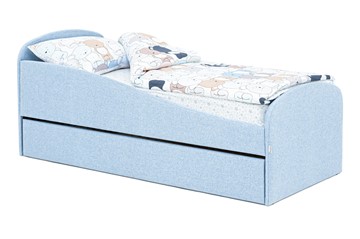 Мягкая кровать с ящиком Letmo небесный (рогожка) в Великом Новгороде