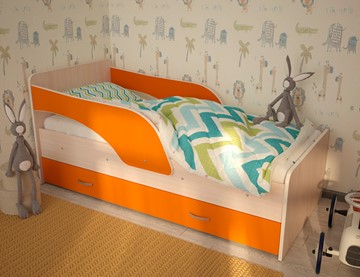 Детская кровать Максимка, корпус Млечный дуб, фасад Оранжевый в Великом Новгороде