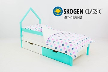 Детская кровать-домик мини Skogen белый-мятный в Великом Новгороде