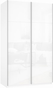 Шкаф Прайм (Белое стекло/Белое стекло) 1200x570x2300, белый снег в Великом Новгороде
