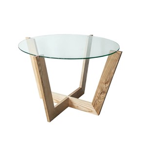 Стеклянный столик в гостиную Оникс-10, Натуральный массив/Прозрачное стекло в Великом Новгороде