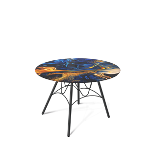 Круглый столик SHT-S100 / SHT-TT32 60 стекло/МДФ (синий сапфир/черный муар) в Великом Новгороде
