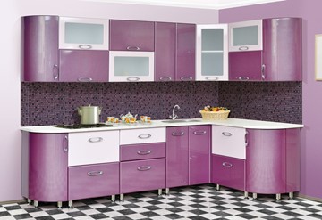 Модульная кухня Мыло 128 2700х1500, цвет Фиолет/Пастель фиолет в Великом Новгороде