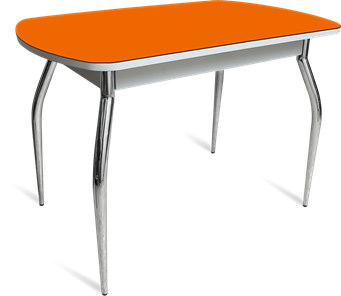 Кухонный обеденный стол ПГ-04 СТ белое/оранжевое/хром фигурные в Великом Новгороде
