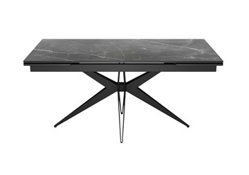 Керамический обеденный стол DikLine KW160 мрамор С45 (керамика черная)/опоры черные в Великом Новгороде