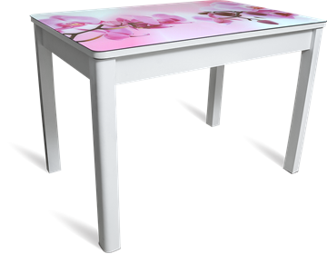 Обеденный раздвижной стол Айсберг-01 СТФ, белое лдсп/орхидея/40 прямые массив белые в Великом Новгороде