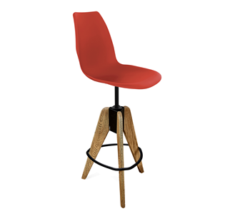 Барный стул SHT-ST29/S92 (красный ral 3020/брашированный коричневый/черный муар) в Великом Новгороде