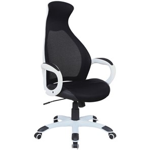 Кресло компьютерное Brabix Premium Genesis EX-517 (пластик белый, ткань/экокожа/сетка черная) 531573 в Великом Новгороде