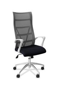 Офисное кресло Топ X белый каркас, сетка/ткань TW / серая/черная в Великом Новгороде