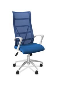Кресло для руководителя Топ X белый каркас, сетка/ткань TW / синяя/голубая в Великом Новгороде