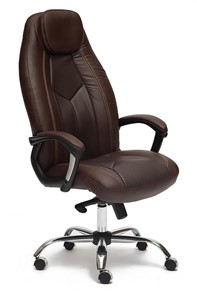 Кресло компьютерное BOSS Lux, кож/зам, коричневый/коричневый перфорированный, арт.9816 в Великом Новгороде