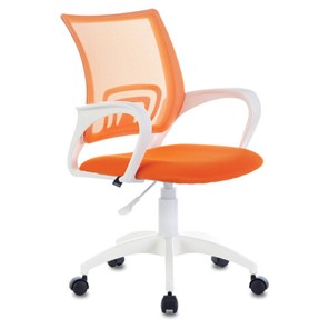 Офисное кресло Brabix Fly MG-396W (с подлокотниками, пластик белый, сетка, оранжевое) 532401 в Великом Новгороде