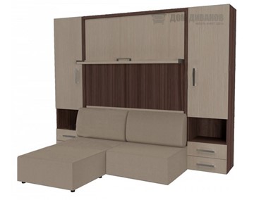 Подъемная кровать Кровать-трансформер Smart (ШЛ+КД 1600+ШП+Пуф), 2 шкафа, без подлокотников в Великом Новгороде