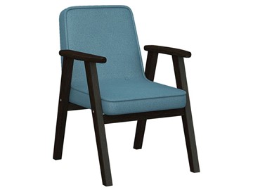 Кресло мягкое Ретро ткань голубой, каркас венге в Великом Новгороде