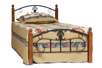 Спальная кровать РУМБА (AT-203)/ RUMBA  дерево гевея/металл, 90*200 см (Single bed), красный дуб/черный в Великом Новгороде