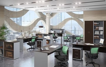 Комплект офисной мебели IMAGO четыре рабочих места, стол для переговоров в Великом Новгороде