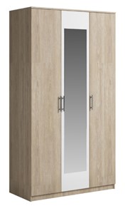 Шкаф 3 двери Genesis Светлана, с зеркалом, белый/дуб сонома в Великом Новгороде