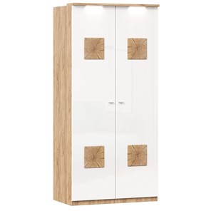 Шкаф двухстворчатый Фиджи с декоративными накладками 659.237, цвет белый в Великом Новгороде