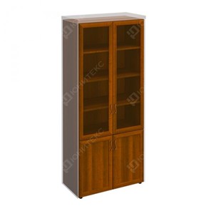 Шкаф для документов со стеклянными дверьми в рамке Мастер, темный орех (90х45х208) МТ 379 в Великом Новгороде
