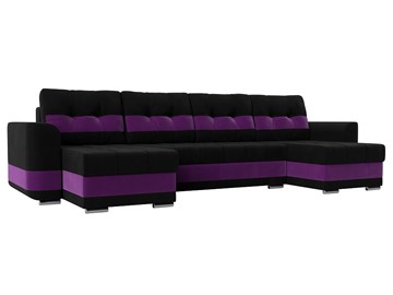 П-образный диван Честер, Черный/фиолетовый (вельвет) в Великом Новгороде