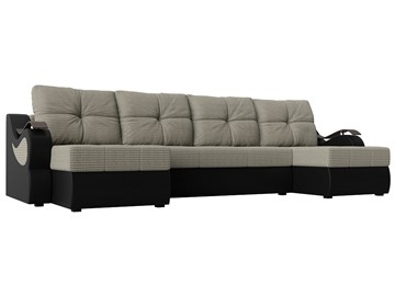 П-образный диван Меркурий П, Корфу 02 (рогожка)/черный (экокожа) в Великом Новгороде