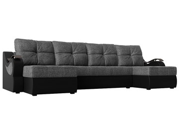 П-образный диван Меркурий П, Серый/черный (рогожка/экокожа) в Великом Новгороде