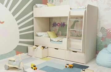 Детская 2-этажная кровать Малыш двойняшка 70х160, корпус Дуб молочный, фасад Дуб молочный в Великом Новгороде