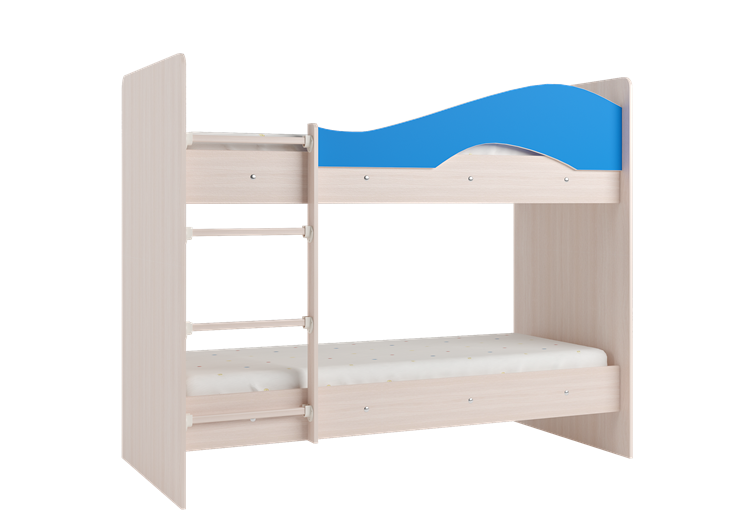 Двухъярусная детская кровать Мая с 2 ящиками на щитах, корпус Млечный дуб, фасад Синий в Великом Новгороде - изображение 2