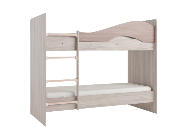 Детская двухэтажная кровать Мая с 2 ящиками на щитах, корпус Шимо светлый, фасад Шимо темный в Великом Новгороде - изображение 2