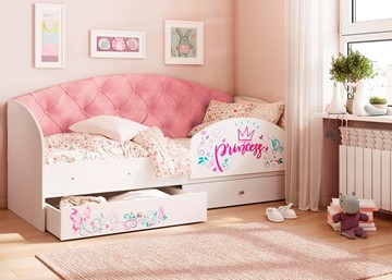 Детская кровать Эльза с бортиком, Розовый (латы) в Великом Новгороде