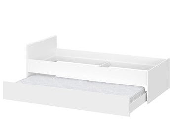 Выкатная кровать в детскую Токио, белый текстурный (одинарная (0,9х2,0) + выкатная) в Великом Новгороде - предосмотр