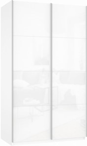Шкаф Прайм (Белое стекло/Белое стекло) 1600x570x2300, белый снег в Великом Новгороде