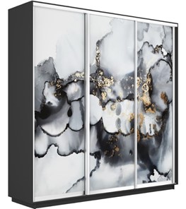 Шкаф 3-створчатый Экспресс 1800х450х2400, Абстракция серая/серый диамант в Великом Новгороде