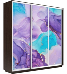 Шкаф 3-х створчатый Экспресс 2400х450х2200, Абстракция фиолетовая/венге в Великом Новгороде