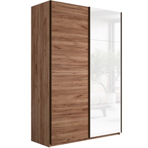 Шкаф 2-дверный Прайм (ДСП/Белое стекло) 1600x570x2300, Крафт табачный в Великом Новгороде