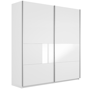 Шкаф 2-створчатый Широкий Прайм (ДСП / Белое стекло) 2200x570x2300, Белый снег в Великом Новгороде