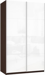 Шкаф 2-дверный Прайм (Белое стекло/Белое стекло) 1600x570x2300, венге в Великом Новгороде