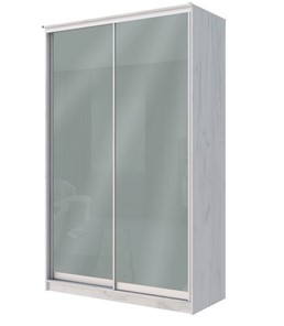 Шкаф 2-х дверный Хит-22-12-22 с цветным стеклом, средне-серый 074, Дуб крафт белый в Великом Новгороде