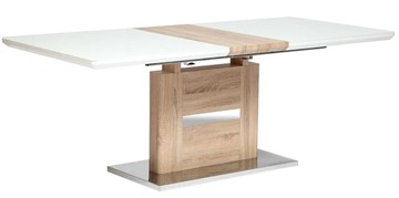Кухонный стол раздвижной FOSTER (mod. 8070) high glossy/закаленное стекло, 160/200x90x75, дерево/белый в Великом Новгороде