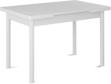 Кухонный стол раскладной Милан-1 EVO, ноги металлические белые, белый цемент в Великом Новгороде