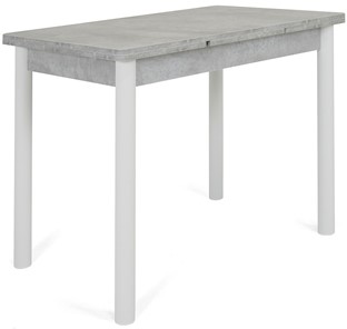 Обеденный раздвижной стол Милан-1 EVO, ноги металлические белые, светлый цемент в Великом Новгороде