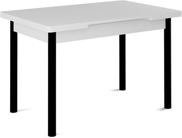Обеденный раздвижной стол Милан-2 EVO, ноги черные, белый цемент в Великом Новгороде