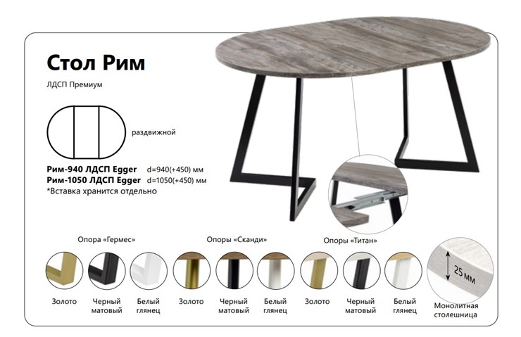 Кухонный раскладной стол Рим ЛДСП 1050 в Великом Новгороде - изображение 1