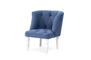 Мягкое кресло Бриджит синий ножки белые в Великом Новгороде