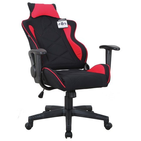 Кресло офисное Brabix GT Racer GM-100 (подушка, ткань, черное/красное) 531820 в Великом Новгороде - изображение 1