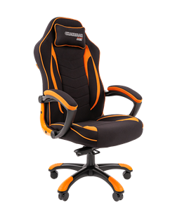 Кресло игровое CHAIRMAN GAME 28 Полиэстер комбинированная ткань оранжевый/черный в Великом Новгороде